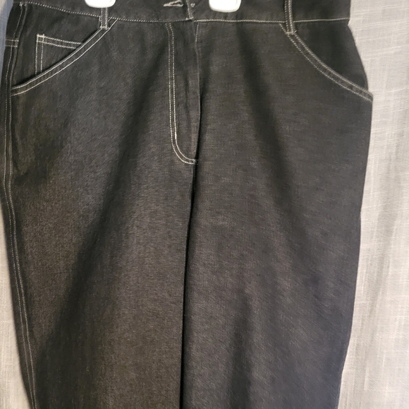 Vintage Black Denim Button Up Shirt Jacket sz L and pants 14 Spanner women - Picture 8 of 11